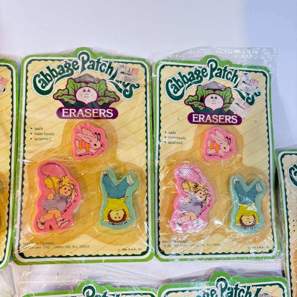 Vintage 1984 Cabbage Patch Kids Erasers 3 Pack Scented Spindex New Sealed 80s - Picture 6 of 9